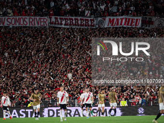 Players of River Plate from Argentina and Colo Colo from Chile during a second leg soccer game of the quarterfinals of the Copa Libertadores...