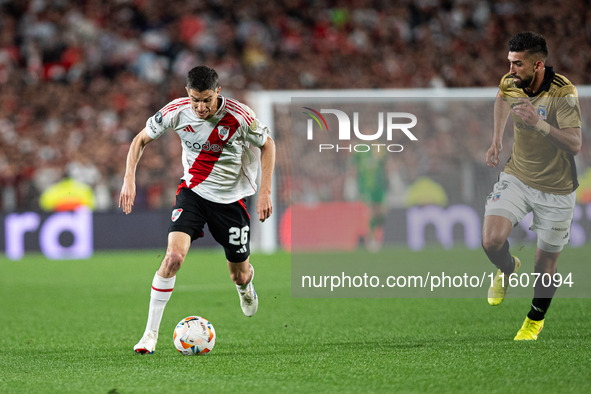 Players of River Plate from Argentina and Colo Colo from Chile during a second leg soccer game of the quarterfinals of the Copa Libertadores...