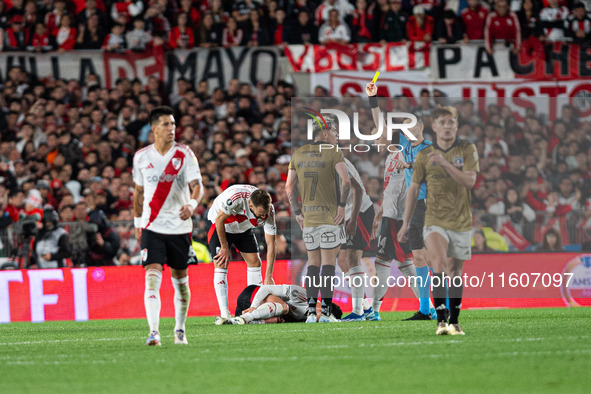 Players of River Plate from Argentina and Colo Colo from Chile during a second leg soccer game of the quarterfinals of the Copa Libertadores...