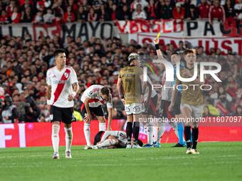 Players of River Plate from Argentina and Colo Colo from Chile during a second leg soccer game of the quarterfinals of the Copa Libertadores...