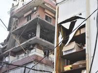 Lebanese security forces take security measures in the area after an Israeli airstrike in Beirut, Lebanon, on September 24, 2024. Six people...