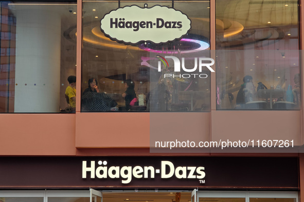 A Haagen-Dazs ice cream shop is seen at Nanjing Road Pedestrian Street in Huangpu District in Shanghai, China, on September 25, 2024. 