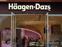 A Haagen-Dazs ice cream shop is seen at Nanjing Road Pedestrian Street in Huangpu District in Shanghai, China, on September 25, 2024. (