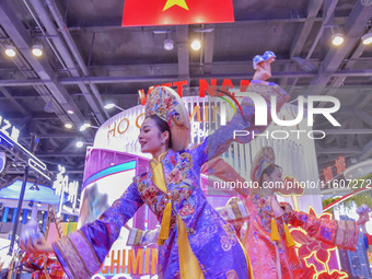 Vietnam's stand performs at the 21st China-Asean Expo in Nanning, China, on September 25, 2024. (