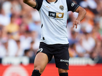 Luis Rioja of Valencia CF reacts during the LaLiga EA Sports match between Valencia CF and CA Osasuna at Mestalla stadium in Valencia, Spain...