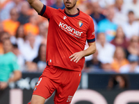 Raul of CA Osasuna reacts during the LaLiga EA Sports match between Valencia CF and CA Osasuna at Mestalla stadium in Valencia, Spain, on Se...