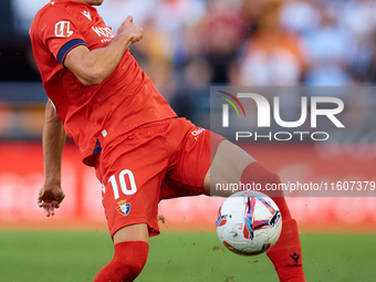 Aimar of CA Osasuna is in action during the LaLiga EA Sports match between Valencia CF and CA Osasuna at Mestalla stadium in Valencia, Spain...