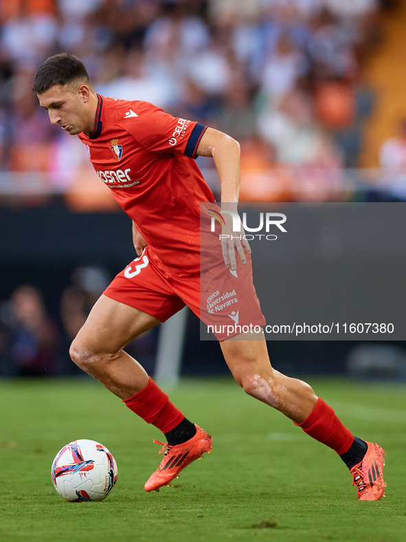 Abel Bretones of CA Osasuna is in action during the LaLiga EA Sports match between Valencia CF and CA Osasuna at Mestalla stadium in Valenci...