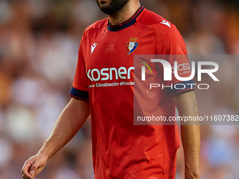 Moncayola of CA Osasuna looks on during the LaLiga EA Sports match between Valencia CF and CA Osasuna at Mestalla stadium in Valencia, Spain...