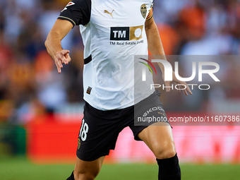 Pepelu of Valencia CF is in action during the LaLiga EA Sports match between Valencia CF and CA Osasuna at Mestalla stadium in Valencia, Spa...