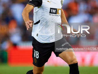 Pepelu of Valencia CF is in action during the LaLiga EA Sports match between Valencia CF and CA Osasuna at Mestalla stadium in Valencia, Spa...