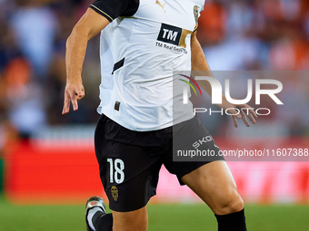 Pepelu of Valencia CF is in action during the LaLiga EA Sports match between Valencia CF and CA Osasuna at Mestalla stadium in Valencia, Spa...