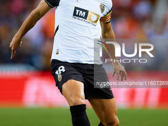 Pepelu of Valencia CF is in action during the LaLiga EA Sports match between Valencia CF and CA Osasuna at Mestalla stadium in Valencia, Spa...