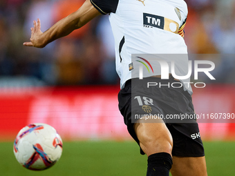 Pepelu of Valencia CF is in action during the LaLiga EA Sports match between Valencia CF and CA Osasuna at Mestalla stadium in Valencia, Spa...