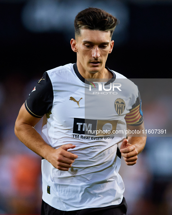 Pepelu of Valencia CF looks on during the LaLiga EA Sports match between Valencia CF and CA Osasuna at Mestalla stadium in Valencia, Spain,...