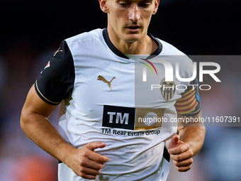 Pepelu of Valencia CF looks on during the LaLiga EA Sports match between Valencia CF and CA Osasuna at Mestalla stadium in Valencia, Spain,...