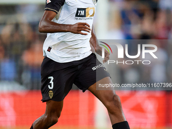 Cristhian Mosquera of Valencia CF is in action during the LaLiga EA Sports match between Valencia CF and CA Osasuna at Mestalla stadium in V...