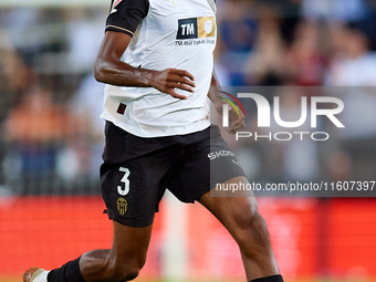 Cristhian Mosquera of Valencia CF is in action during the LaLiga EA Sports match between Valencia CF and CA Osasuna at Mestalla stadium in V...