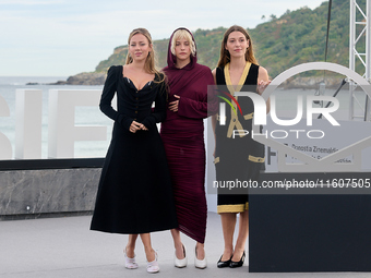 Esther Exposito, Mathilde Olliver, and Malena Villa attend the Photocall El Llanto during the 72nd San Sebastian International Film Festival...