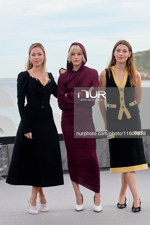 Esther Exposito, Mathilde Olliver, and Malena Villa attend the Photocall El Llanto during the 72nd San Sebastian International Film Festival...