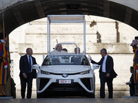 Pope Francis arrives to lead Wednesday's general audience in Saint Peter's Square, Vatican City, on September 25, 2024 (