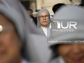 Nuns attend Pope Francis' weekly general audience in The Vatican, on September 25, 2024, at St. Peter's Square. (