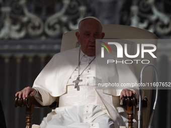 Pope Francis leads the general audience in Saint Peter's Square, Vatican City, on September 25, 2024 (