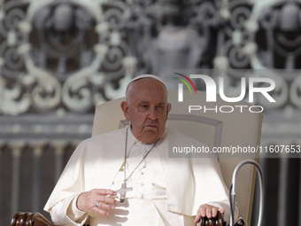 Pope Francis leads the general audience in Saint Peter's Square, Vatican City, on September 25, 2024 (