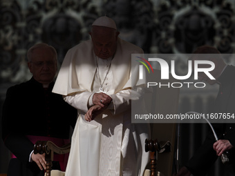 Pope Francis leads the general audience in Saint Peter's Square, Vatican City, on September 25, 2024 (