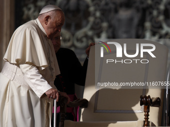 Pope Francis leads the general audience in Saint Peter's Square, Vatican City, on September 25, 2024 (