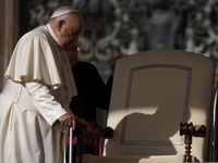 Pope Francis leads the general audience in Saint Peter's Square, Vatican City, on September 25, 2024 (