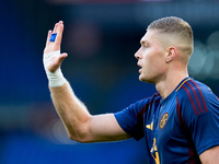 Artem Dovbyk of AS Roma celebrates after scoring first goal during the Serie A Enilive match between AS Roma and Udinese Calcio at Stadio Ol...