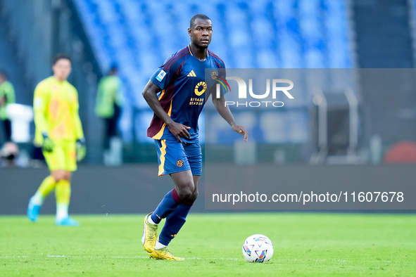 Evan Ndicka of AS Roma during the Serie A Enilive match between AS Roma and Udinese Calcio at Stadio Olimpico on September 22, 2024 in Rome,...