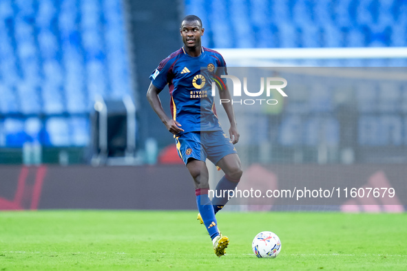 Evan Ndicka of AS Roma during the Serie A Enilive match between AS Roma and Udinese Calcio at Stadio Olimpico on September 22, 2024 in Rome,...