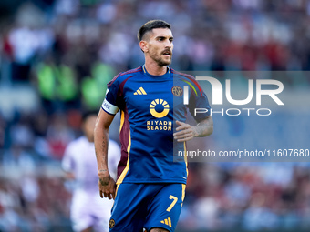 Lorenzo Pellegrini of AS Roma looks on during the Serie A Enilive match between AS Roma and Udinese Calcio at Stadio Olimpico on September 2...