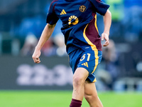 Niccolo' Pisilli of AS Roma during the Serie A Enilive match between AS Roma and Udinese Calcio at Stadio Olimpico on September 22, 2024 in...