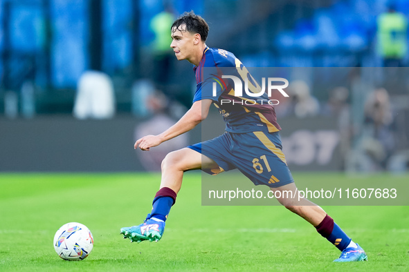 Niccolo' Pisilli of AS Roma during the Serie A Enilive match between AS Roma and Udinese Calcio at Stadio Olimpico on September 22, 2024 in...