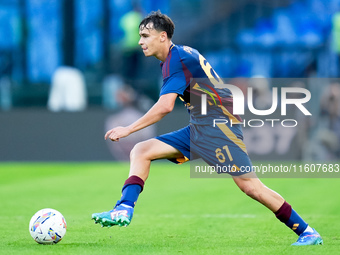 Niccolo' Pisilli of AS Roma during the Serie A Enilive match between AS Roma and Udinese Calcio at Stadio Olimpico on September 22, 2024 in...