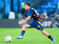 Niccolo' Pisilli of AS Roma during the Serie A Enilive match between AS Roma and Udinese Calcio at Stadio Olimpico on September 22, 2024 in...