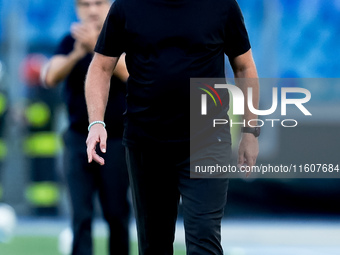 Kosta Runjaic head coach of Udinese Calcio looks on during the Serie A Enilive match between AS Roma and Udinese Calcio at Stadio Olimpico o...