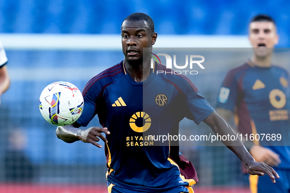 Evan Ndicka of AS Roma during the Serie A Enilive match between AS Roma and Udinese Calcio at Stadio Olimpico on September 22, 2024 in Rome,...