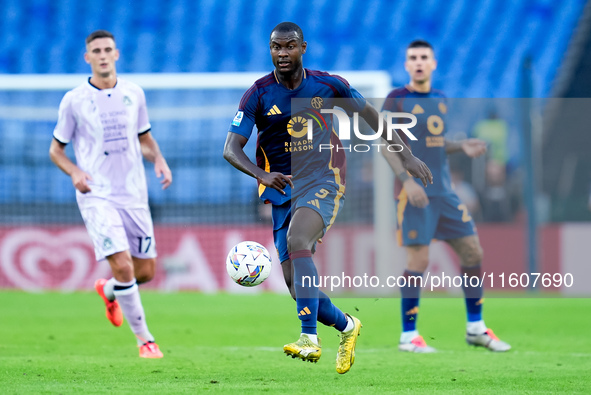 Evan Ndicka of AS Roma during the Serie A Enilive match between AS Roma and Udinese Calcio at Stadio Olimpico on September 22, 2024 in Rome,...