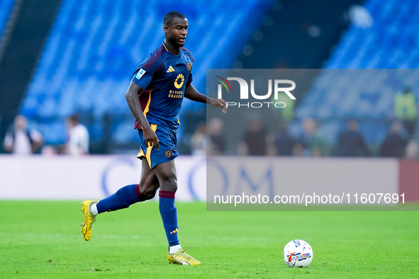 Evan Ndicka of AS Roma during the Serie A Enilive match between AS Roma and Udinese Calcio at Stadio Olimpico on September 22, 2024 in Rome,...