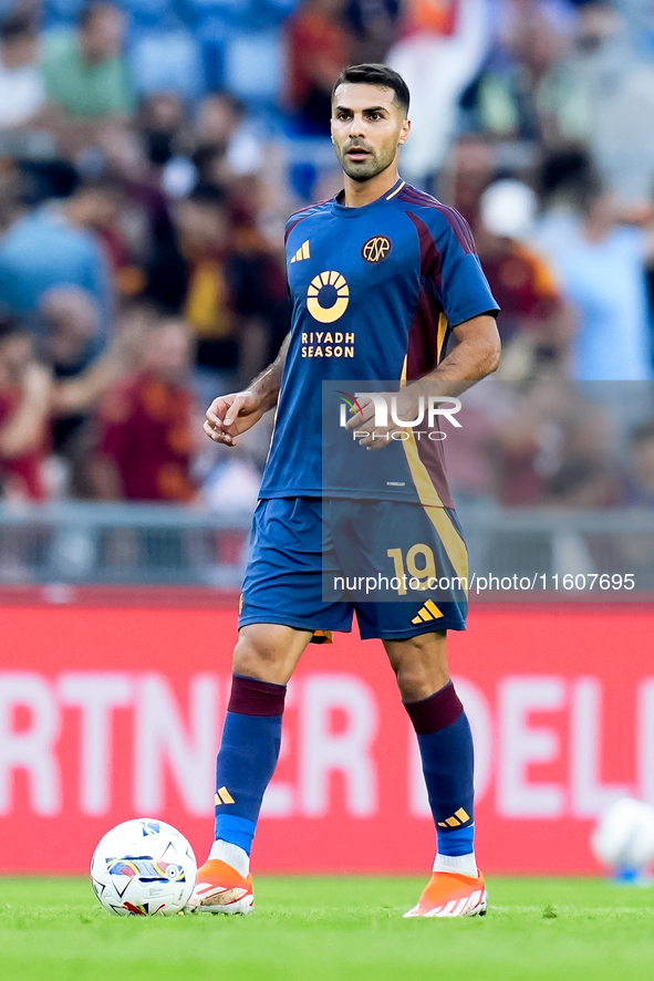 Zeki Celik of AS Roma during the Serie A Enilive match between AS Roma and Udinese Calcio at Stadio Olimpico on September 22, 2024 in Rome,...