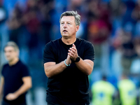 Kosta Runjaic head coach of Udinese Calcio gestures during the Serie A Enilive match between AS Roma and Udinese Calcio at Stadio Olimpico o...