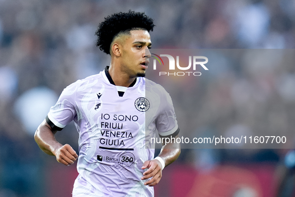 Brenner of Udinese Calcio looks on during the Serie A Enilive match between AS Roma and Udinese Calcio at Stadio Olimpico on September 22, 2...