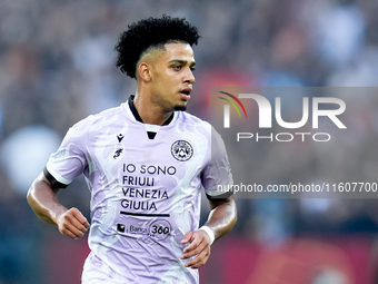 Brenner of Udinese Calcio looks on during the Serie A Enilive match between AS Roma and Udinese Calcio at Stadio Olimpico on September 22, 2...