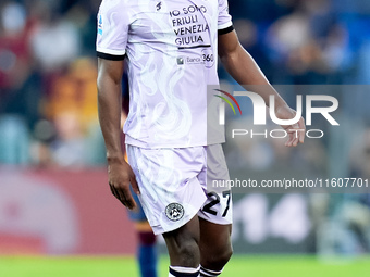 Christian Kabasele of Udinese Calcio looks on during the Serie A Enilive match between AS Roma and Udinese Calcio at Stadio Olimpico on Sept...