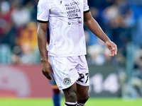 Christian Kabasele of Udinese Calcio looks on during the Serie A Enilive match between AS Roma and Udinese Calcio at Stadio Olimpico on Sept...