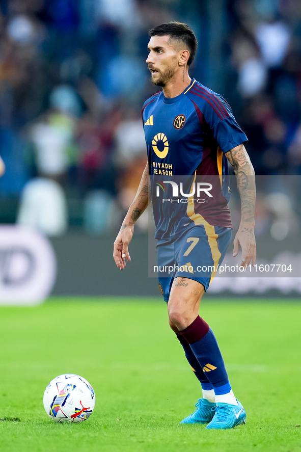 Lorenzo Pellegrini of AS Roma during the Serie A Enilive match between AS Roma and Udinese Calcio at Stadio Olimpico on September 22, 2024 i...